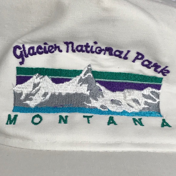 Montana Glacier National Park 80s Vintage White SnapBack Rocky Mountains Hat OS - Picture 2 of 12